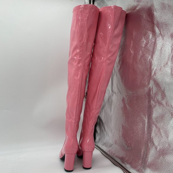 Pink Round Toe Thigh High Over The Knee Boots - Picture 5 of 11